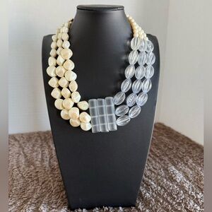 Vintage lucite and pearl collar necklace